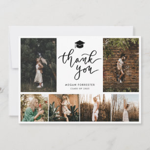 Cartão De Agradecimento Colagem de Fotos de Formatura com Roteiro de Agrad