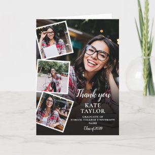 Cartão De Agradecimento Colagem de Fotos de Formatura Moderna