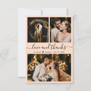 Cartão De Agradecimento Colagem de Fotos de Obrigados e Amor Obrigado
