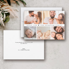 Cartão De Agradecimento Colagem de Fotos do Chá Baby Boy Simples