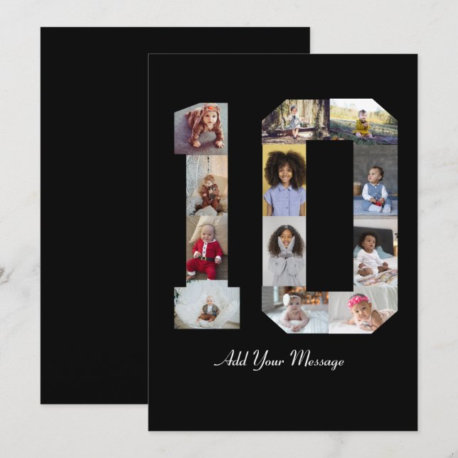 Cartão De Agradecimento Colagem de Fotos do Número 10 (Frente/Verso)