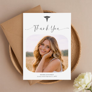 Cartão De Agradecimento Colagem de Fotos Elegante para Formatura de Enferm