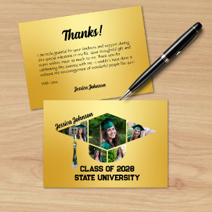 Cartão De Agradecimento Colagem de Fotos em Forma de Boné de formatura Dou