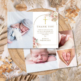 Cartão De Agradecimento Colagem de Fotos Florais de Grama das Pampas Batis