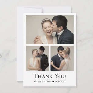 Cartão De Agradecimento Colagem de Fotos Moderna de Casamento de Coração C