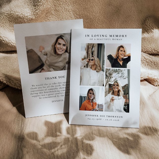 Cartão De Agradecimento Colagem de Fotos Moderna de Condolências  (Criador carregado)