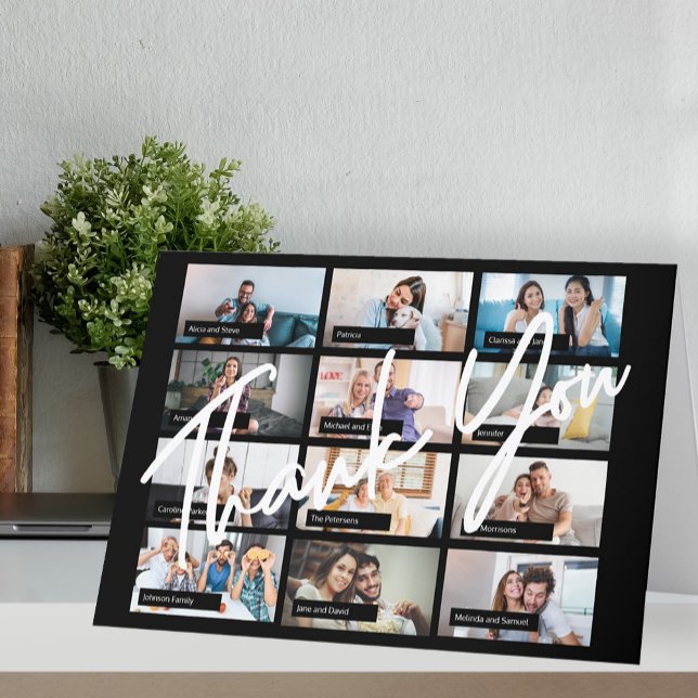 Cartão De Agradecimento Colagem de fotos moderna e elegante de festa virtu (Criador carregado)