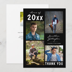 Cartão De Agradecimento Colagem de Fotos Negrito com Script de Graduação