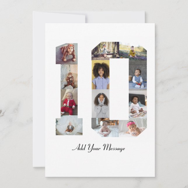 Cartão De Agradecimento Colagem de Fotos Número 10 (Frente)