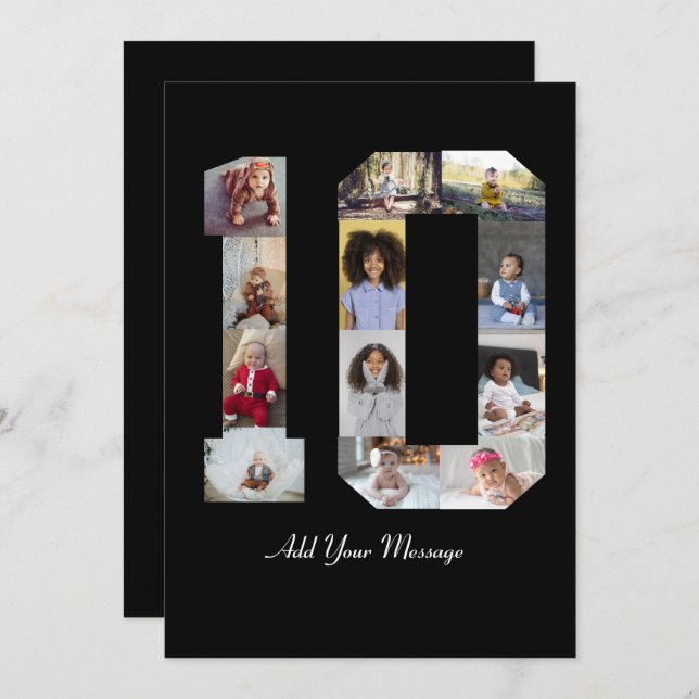 Cartão De Agradecimento Colagem de Fotos Número 10 (Frente/Verso)