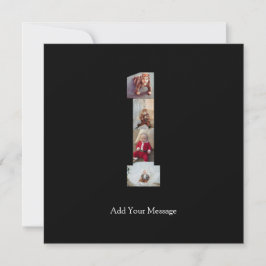 Cartão De Agradecimento Colagem de Fotos Número 1 Preto e Branco