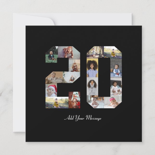 Cartão De Agradecimento Colagem de Fotos Número 20 (Frente)