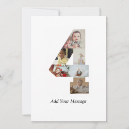 Cartão De Agradecimento Colagem de Fotos Número 4 Preto e Branco