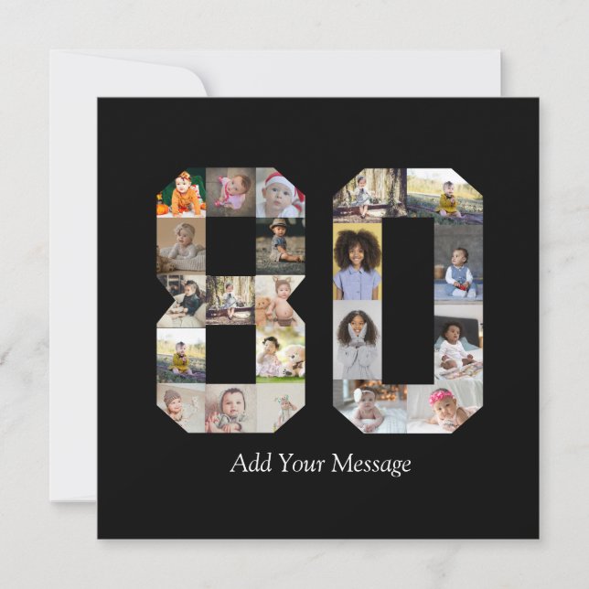 Cartão De Agradecimento Colagem de Fotos Número 80 (Frente)