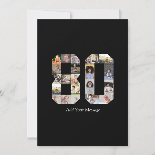 Cartão De Agradecimento Colagem de Fotos Número 80 (Frente)