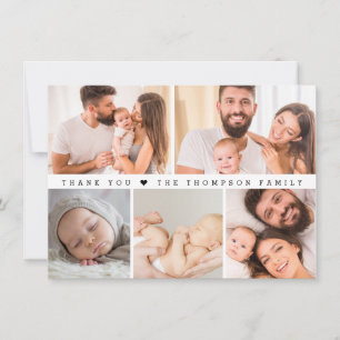 Cartão De Agradecimento Colagem de Fotos Personalizadas Simples para Chá d