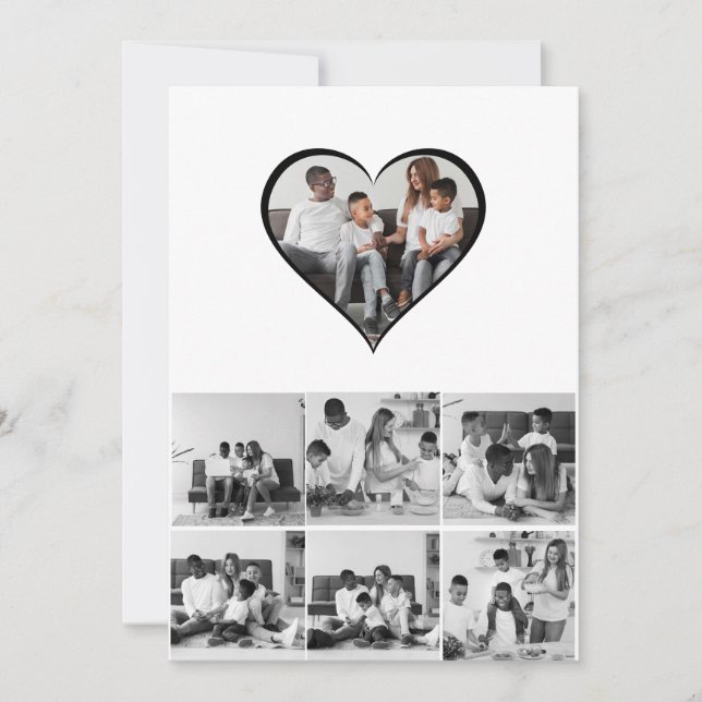 Cartão De Agradecimento Colagem de Fotos Preta e Branca 7 (Frente)