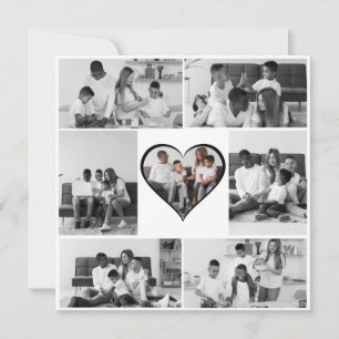 Cartão De Agradecimento Colagem de Fotos Preta e Branca 7