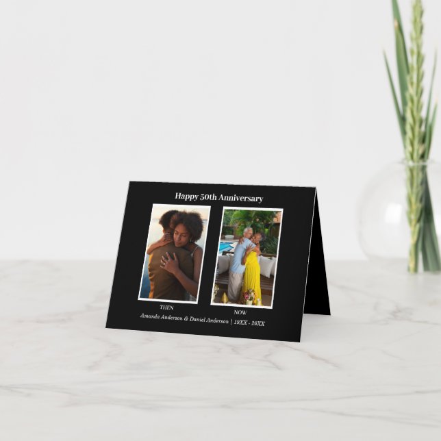 Cartão De Agradecimento Colagem de Fotos Preto e Branco 2 Aniversário (Frente)