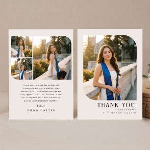 Cartão De Agradecimento Colagem de Fotos Preto e Branco de Formatura