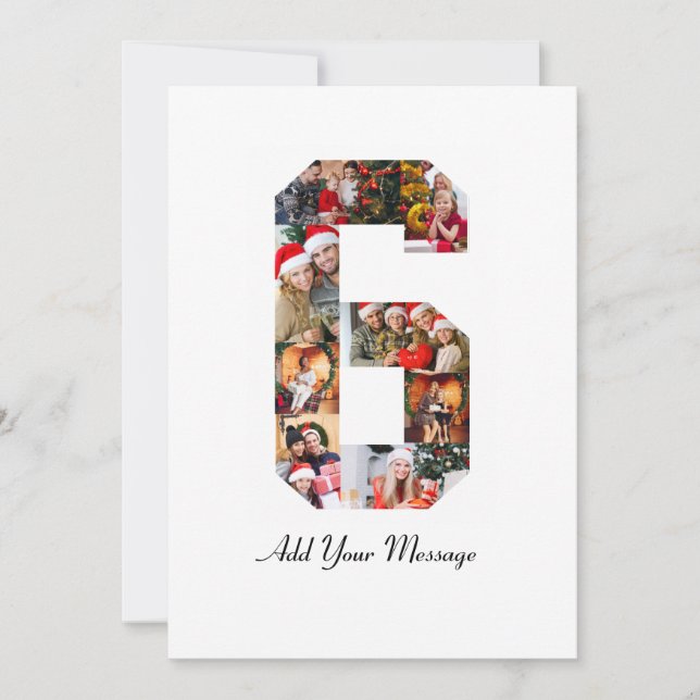 Cartão De Agradecimento Colagem de Fotos Preto e Branco Número 6 (Frente)