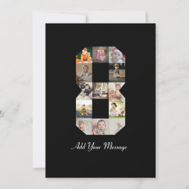 Cartão De Agradecimento Colagem de Fotos Preto e Branco Número 8