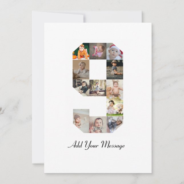 Cartão De Agradecimento Colagem de Fotos Preto e Branco Número 9 (Frente)