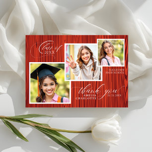 Cartão De Agradecimento Colagem de Fotos Rústicas Modernas de Formatura