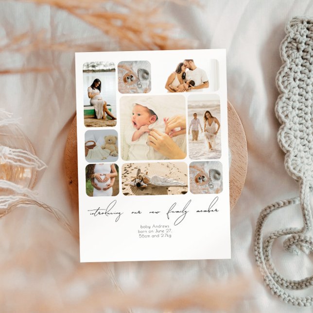 Cartão De Agradecimento Colagem de Fotos Simples Apresentando Bebê Recém-N (Criador carregado)
