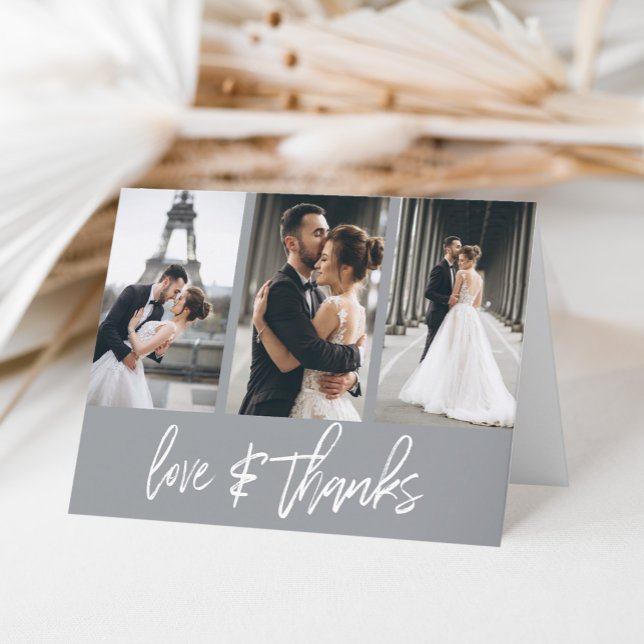 Cartão De Agradecimento Colagem de Fotos Simples Obrigados de Amor (Show your appreciation to your loved ones with an awesome photo thank-you card!)