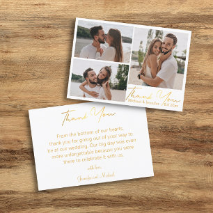 Cartão De Agradecimento colagem fotográfica elegante do casamento por cali