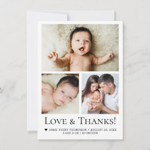 Cartão De Agradecimento Colagem Moderna de Fotos para Bebês Personalizadas