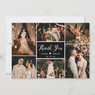 Cartão De Agradecimento Colagem Multifotográfica Elegante de Casamento Br