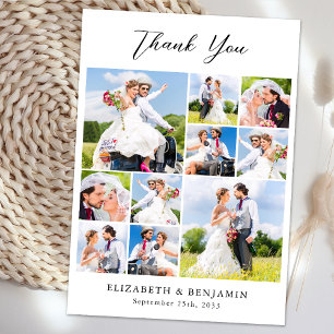 Cartão De Agradecimento Colagem Personalizada de Fotografias do Casamento