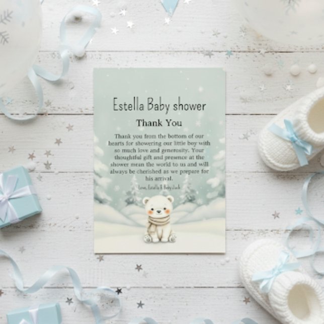 Cartão De Agradecimento Cold Outside Winter Polar Bear Gender Neutral  (Criador carregado)