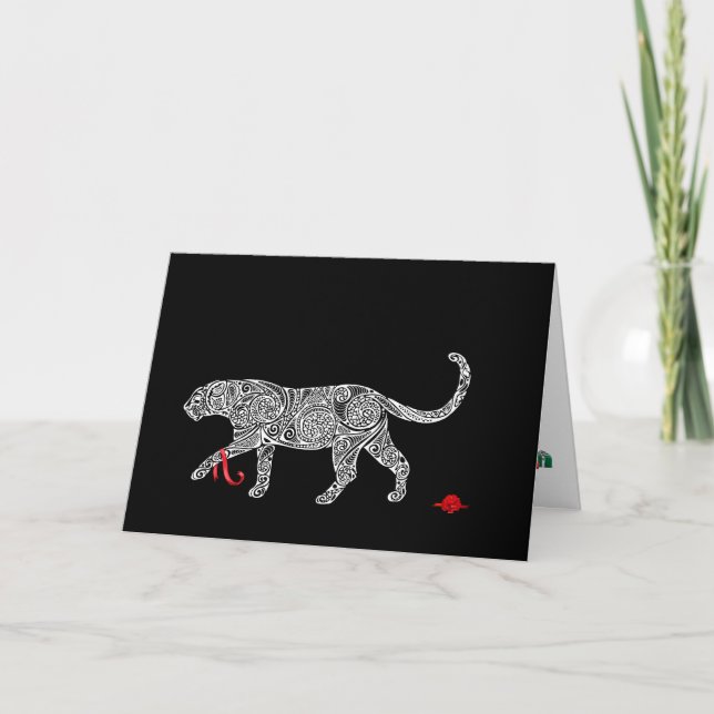 Cartão De Agradecimento Coleção de Caos de Natal: Leopardo (Frente)