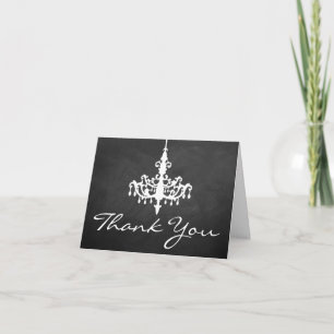 Cartão De Agradecimento Coleção de Casamento com Quadro Negro e Lustre Ele