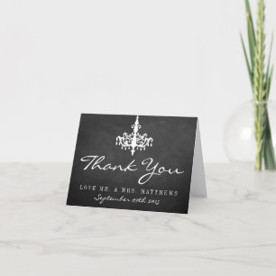 Cartão De Agradecimento Coleção de Casamento Elegante com Quadro de Giz e 