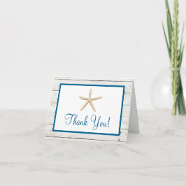 Cartão De Agradecimento Coleção de Casamento Starfish Whitewashed Wood Bea