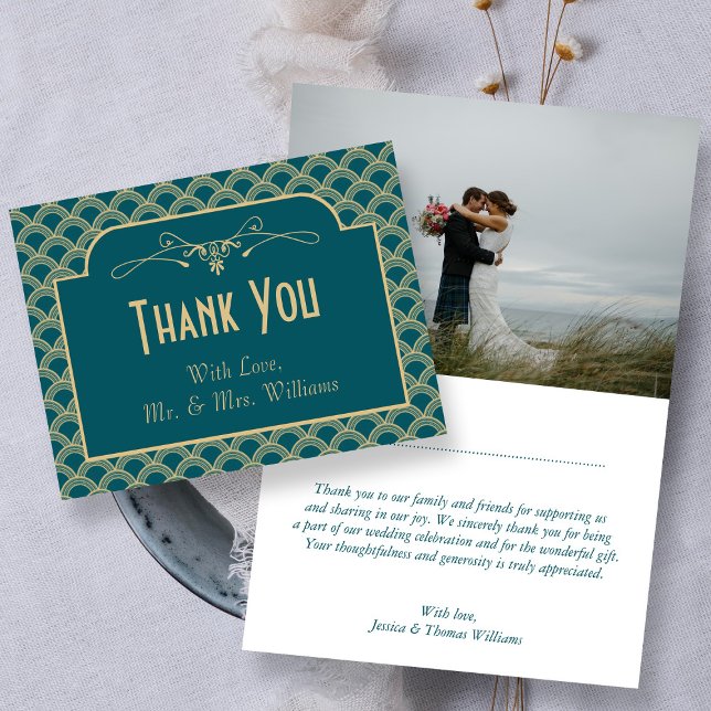 Cartão De Agradecimento Coleção de Casamentos Art Deco Gatsby, de 1920 (Criador carregado)