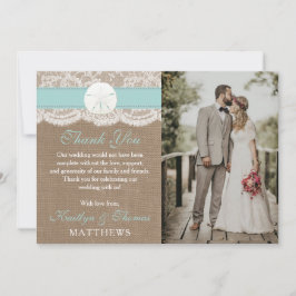 Cartão De Agradecimento Coleção de Casamentos de Praia do Dólar Turquesa