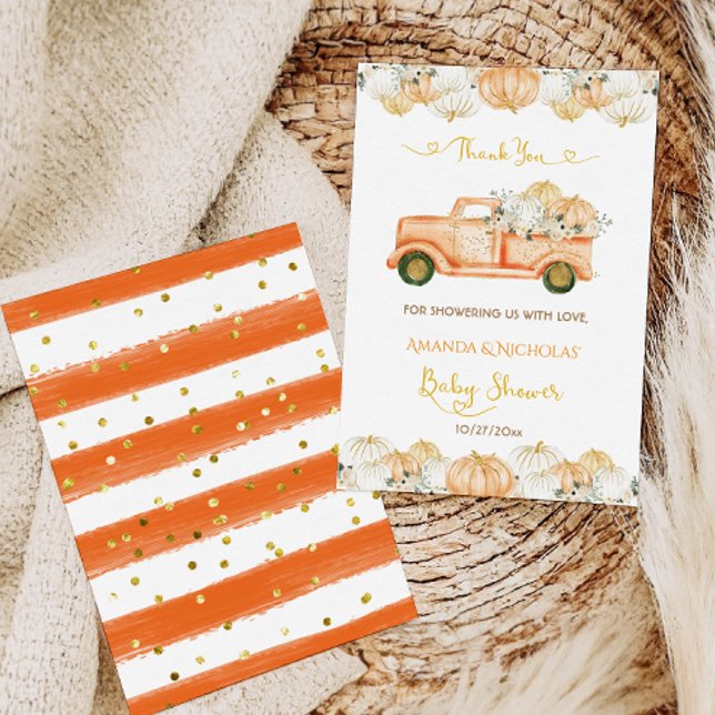 Cartão De Agradecimento Colheita De Chás de fraldas De Abóbora Obrigado (Criador carregado)