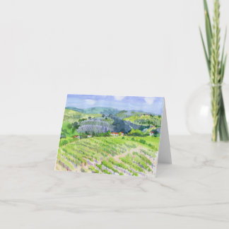Cartão De Agradecimento Colinas de Vinhedo Verde – Paisagem em Aquarela