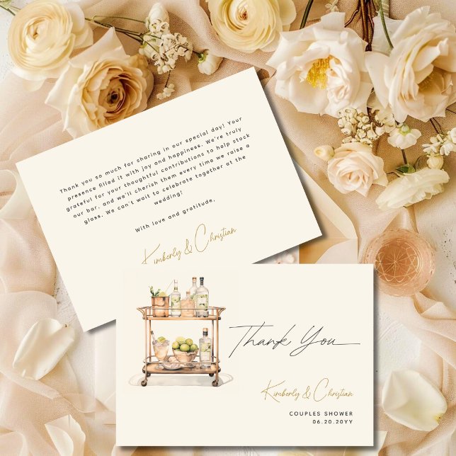 Cartão De Agradecimento Coloque o Chá dos Casais do carro do Bar (Criador carregado)