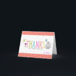 Cartão De Agradecimento Colored Doodles Thank You Note Card / Kitty<br><div class="desc">A cute,  colored-in doodle design by Orabella Prints,  featuring a sunshine,  flower,  butterfly,  and cat.  Great idea for personalized girls' birthday thank you notes!</div>