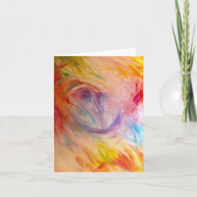 Cartão De Agradecimento Colorful Abstract Note Card - Blank Inside (Frente)