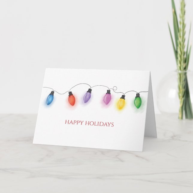 Cartão De Agradecimento Colorful Christmas Bulbs Folded Holiday Card (Frente)