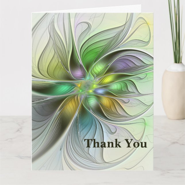 Cartão De Agradecimento Colorful Fantasy Flower Modern Abstract Fractal (Frente)