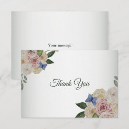 Cartão De Agradecimento Colorful Floral Blue Butterfly Green Wedding Party