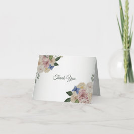 Cartão De Agradecimento Colorful Floral Blue Butterfly Green Wedding Party